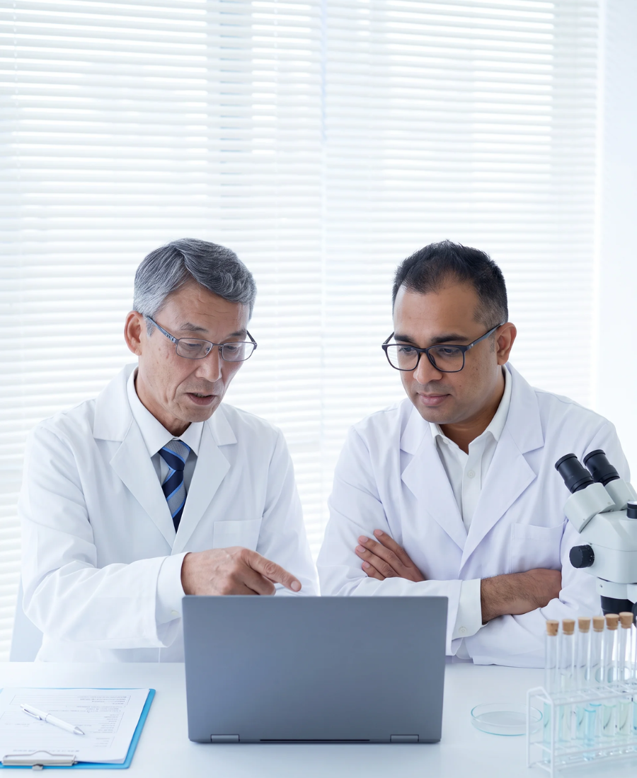 Illustration representing structured scientific review across research, data and regulation